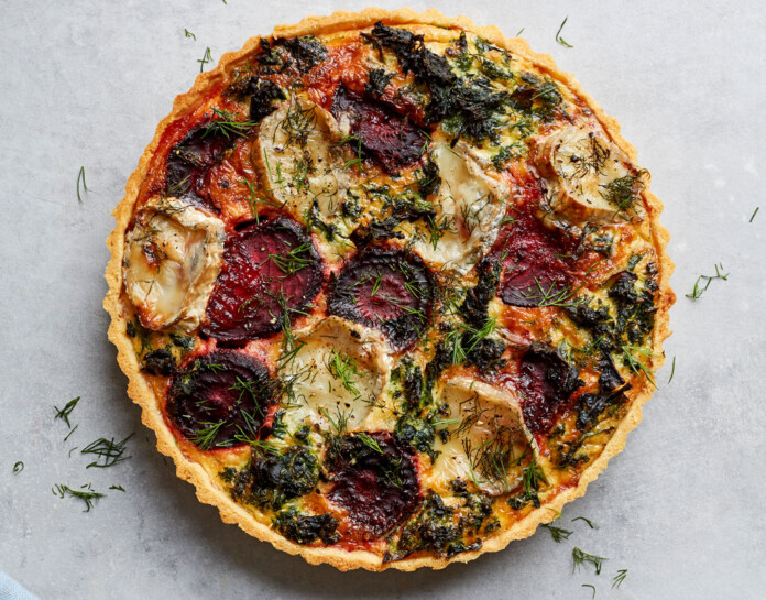 beetroot, kale and goat’s cheese quiche
